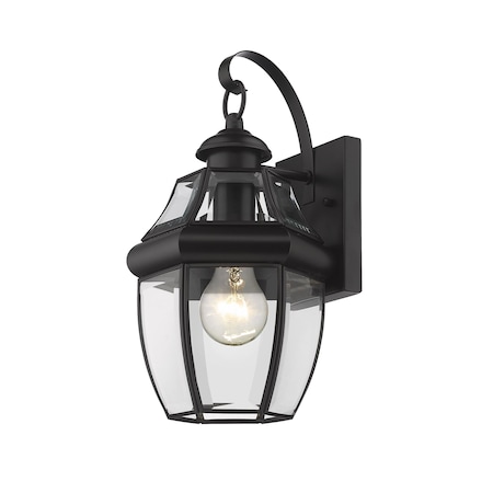 Z-Lite Westover 1 Light Outdoor Wall Sconce, Black & Clear Beveled 580S-BK